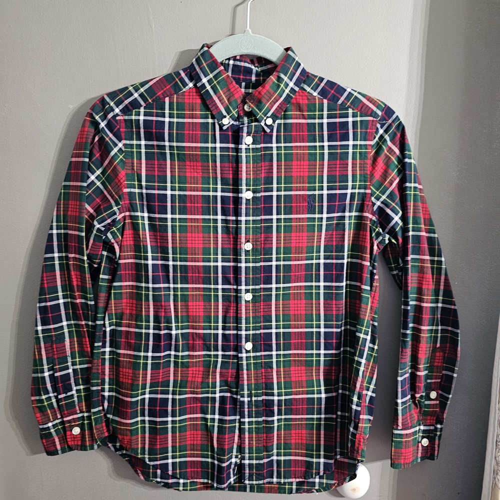 Ralph Lauren Red and Green Plaid Button-Down Shirt